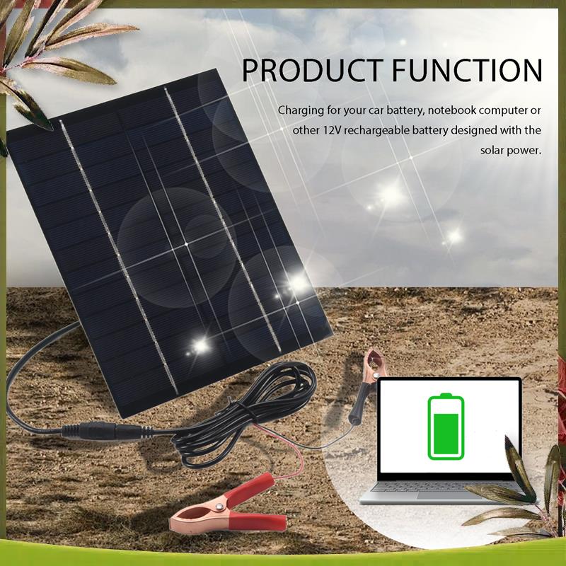Solar Emergency Charger - AB98-5.5W 12V Papan Pengisi Daya Baterai