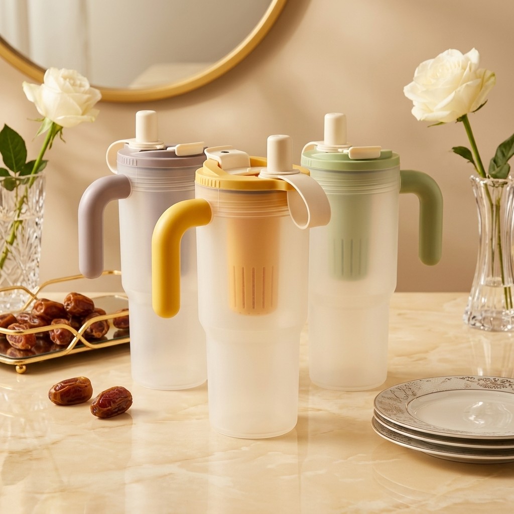 Water Purification Straw - Botol Air Plastik 850ml dengan Gagang,