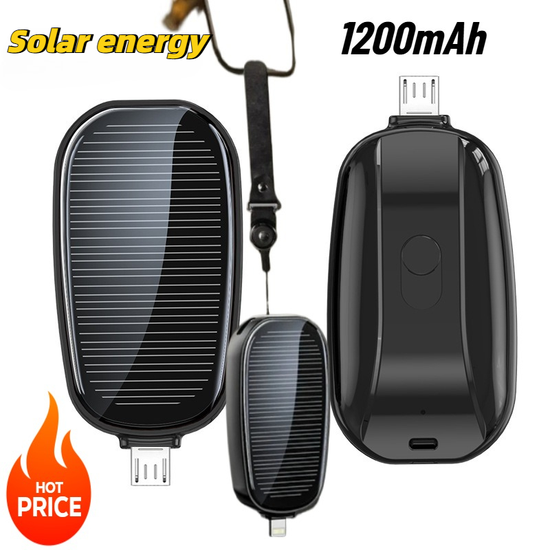 Solar Emergency Charger - Power Bank Mini Tenaga Surya 1200mAh