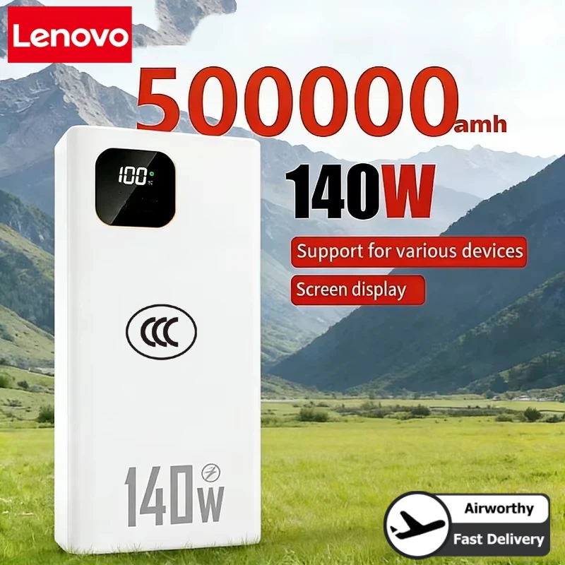Lenovo 140W 500000mAh Power Ba - Solar Emergency Charger ulasan dan harga