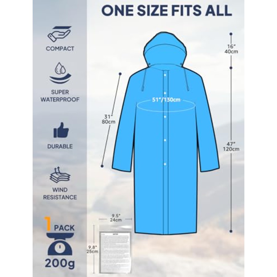 ANYOO 2-Pack Jas Hujan untuk D - Emergency Poncho Rain ulasan dan harga